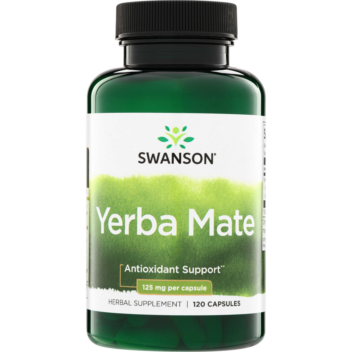 SW1103 | Swanson Yerba Mate herbal supplement bottle, Antioxidant Support, 125 mg per capsule, 120 capsules