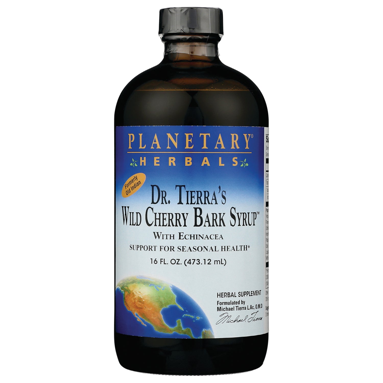 PF220 | Planetary Herbals Dr. Tierra's Wild Cherry Bark Syrup 16 fl oz front label