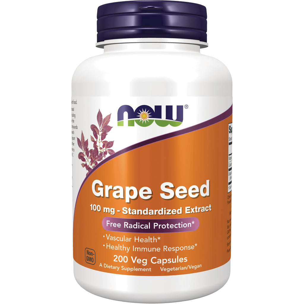 NWF313 | NOW Grape Seed 100 mg standardized extract bottle, 200 veg capsules - Thumbnail