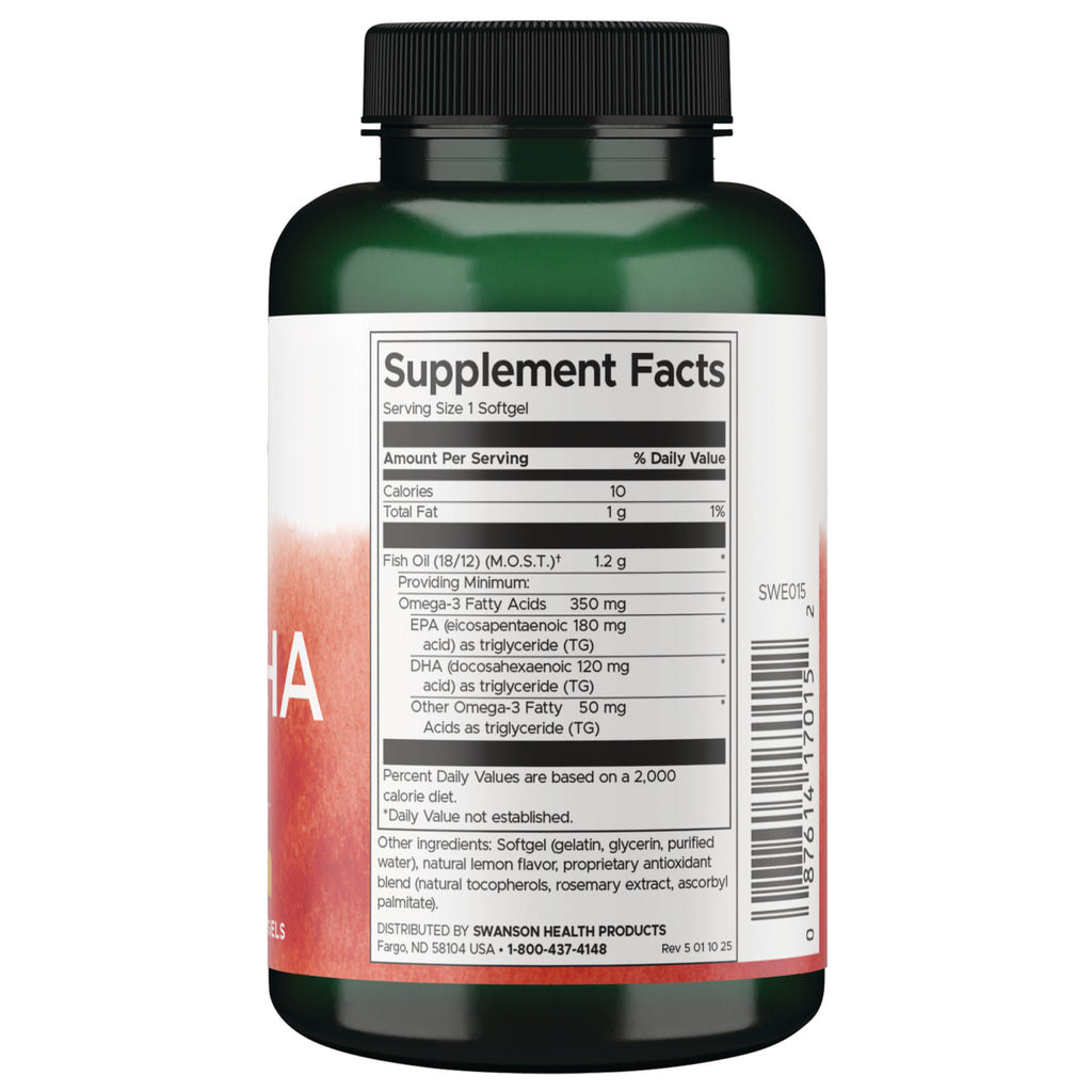 SWE015 | Back of supplement bottle showing Supplement Facts panel and barcode - Thumbnail