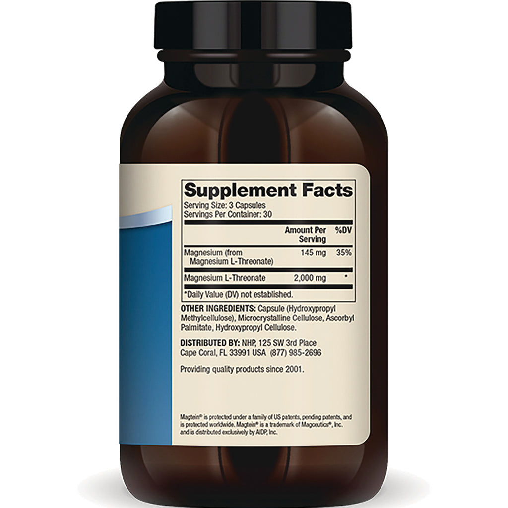 MRC088 | back label showing Supplement Facts panel and ingredient list for magnesium supplement - Thumbnail