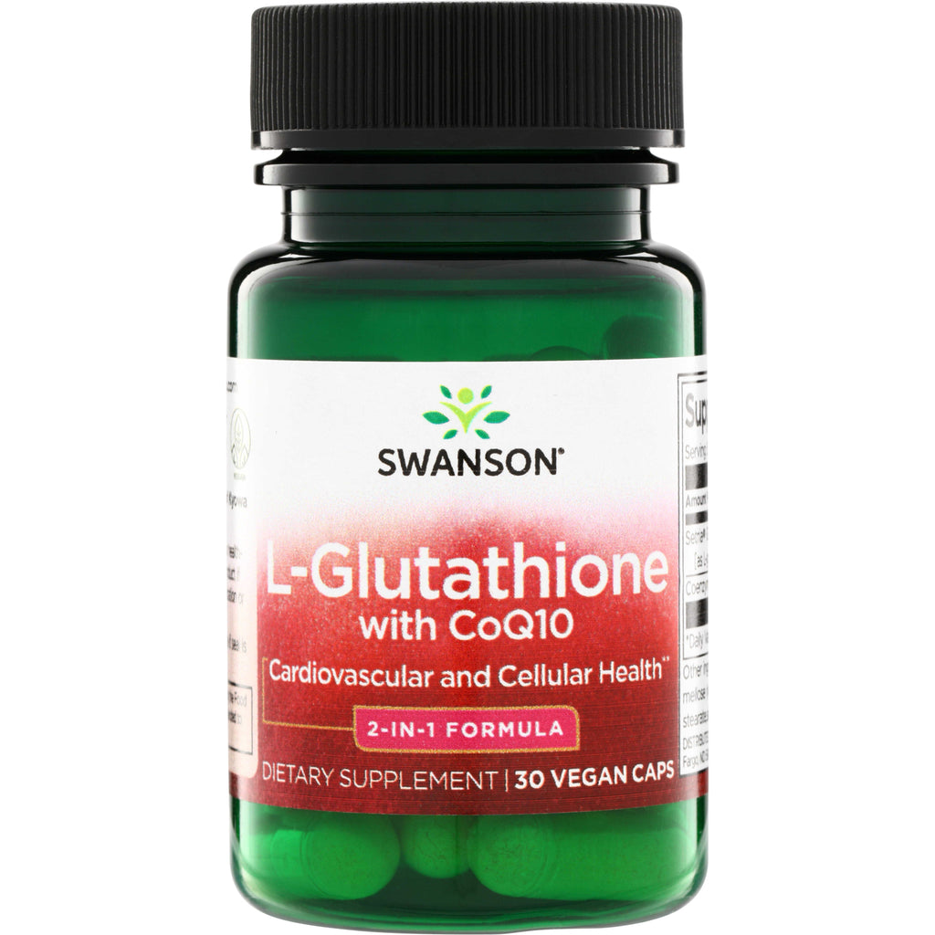 SWU746 | Swanson L-Glutathione with CoQ10 bottle, 30 vegan caps, 2-in-1 formula for cardiovascular and cellular health - Thumbnail