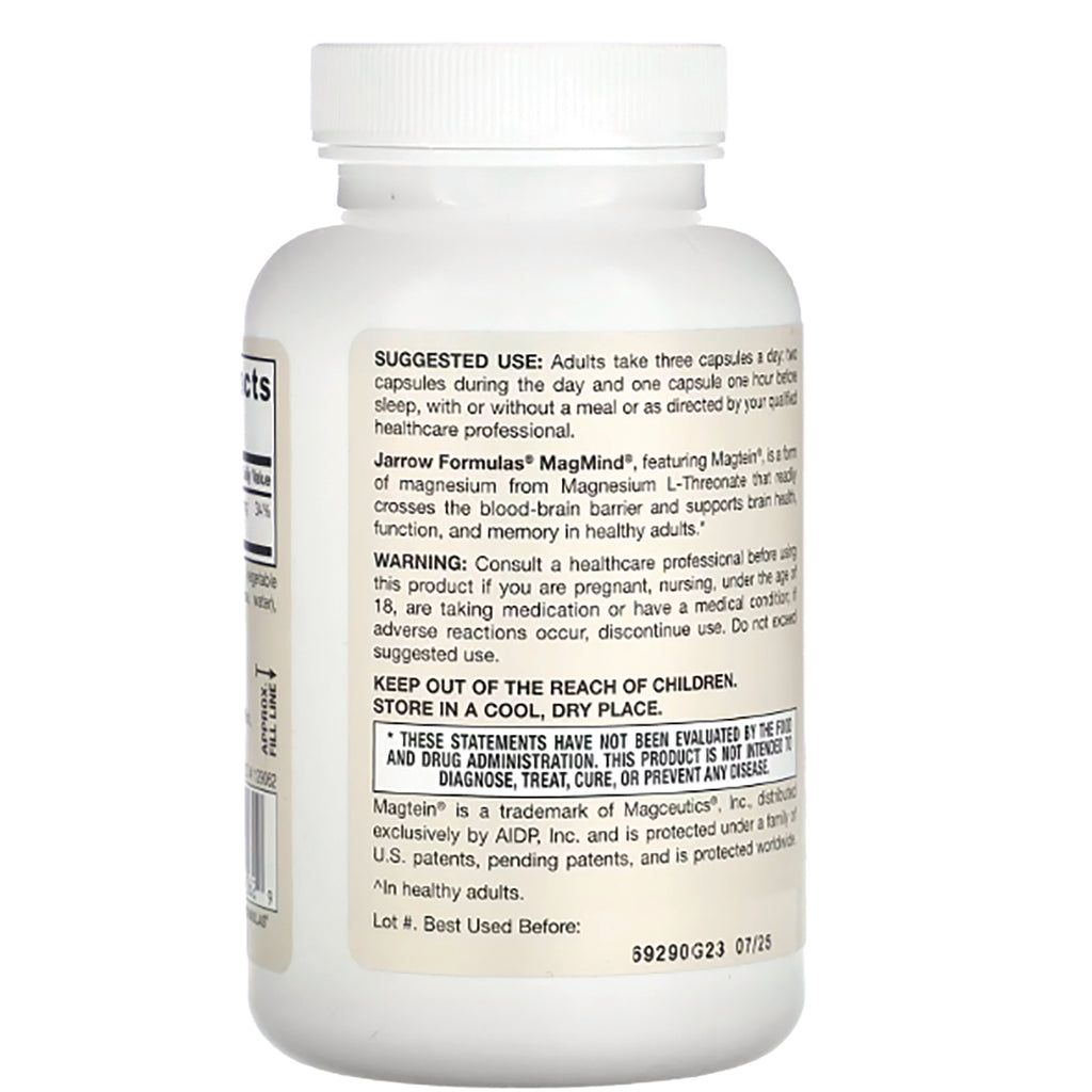 JR238 | back label of white supplement bottle showing suggested use, warning, and lot code - Thumbnail