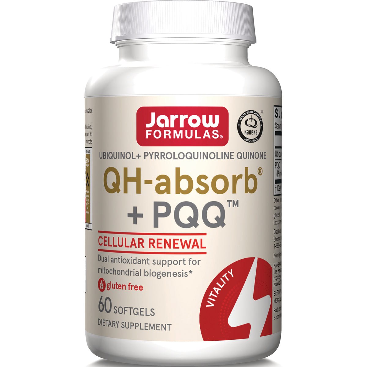 JR349 | Jarrow Formulas QH-absorb + PQQ cellular renewal 60 softgels dietary supplement bottle, gluten free