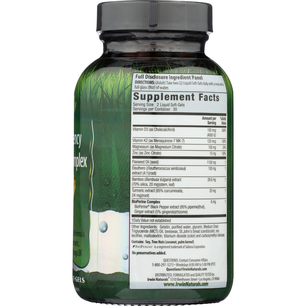 IR149 | back of green supplement bottle showing Supplement Facts panel, ingredients and serving size - Thumbnail