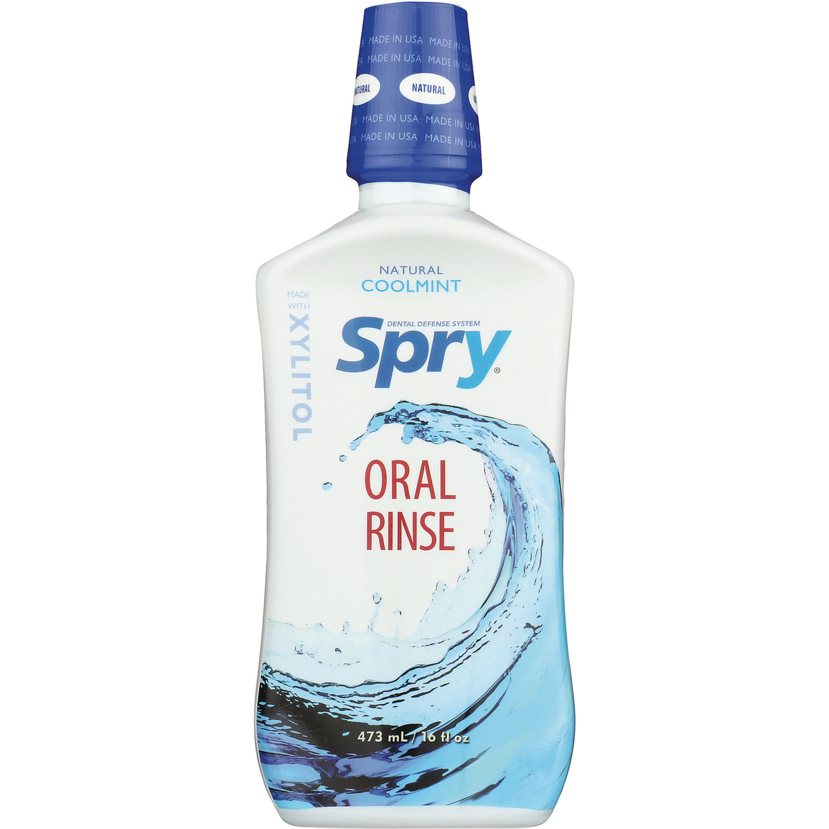 XL031 | Spry Natural Coolmint Oral Rinse with xylitol, 473 mL bottle front