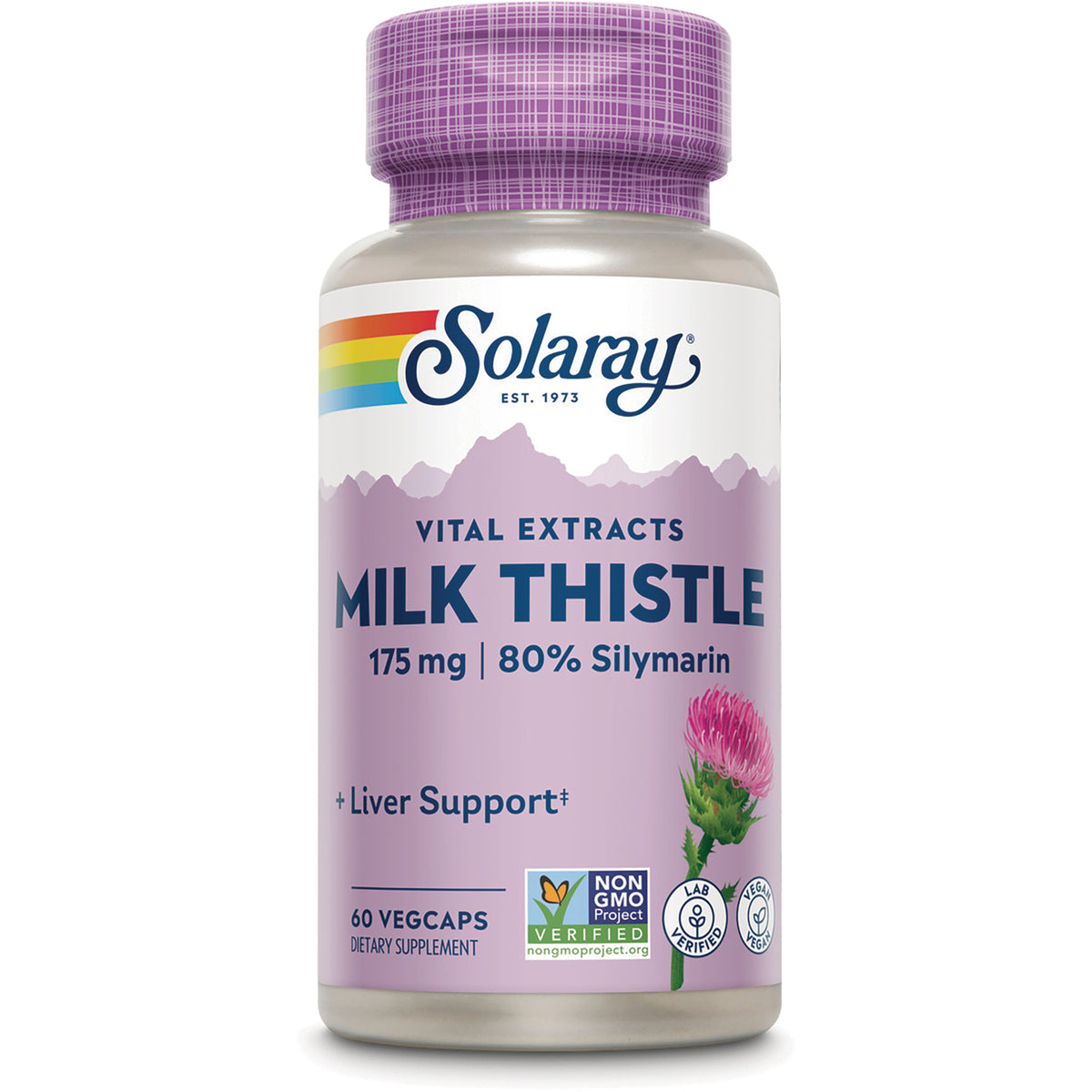 SLR379 | Solaray Vital Extracts Milk Thistle 175 mg, 80% Silymarin, 60 VegCaps
