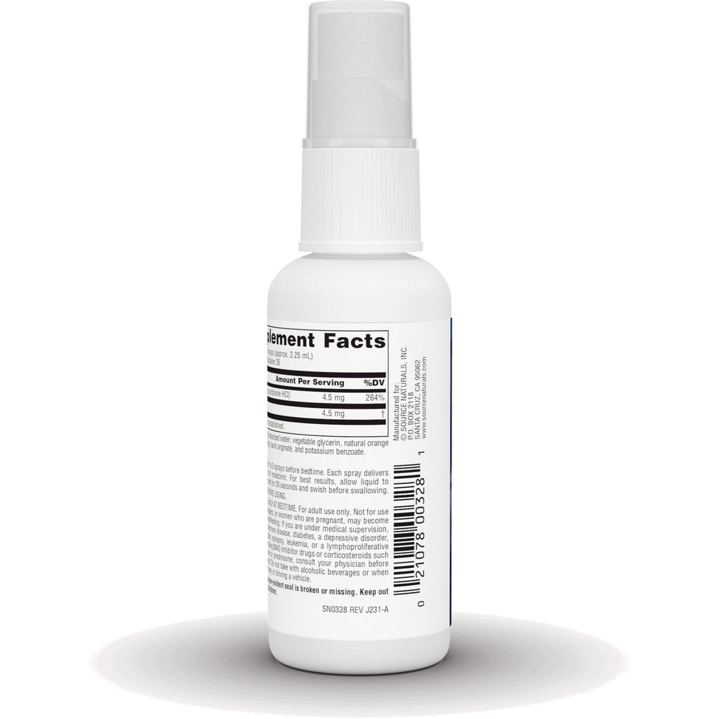 SN184 | Back label with Supplement Facts panel and barcode on white spray bottle - Thumbnail