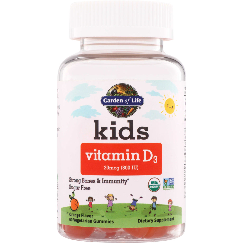 GLF388 | Garden of Life Kids Vitamin D3 20 mcg (800 IU), orange flavor, 60 vegetarian gummies - Thumbnail