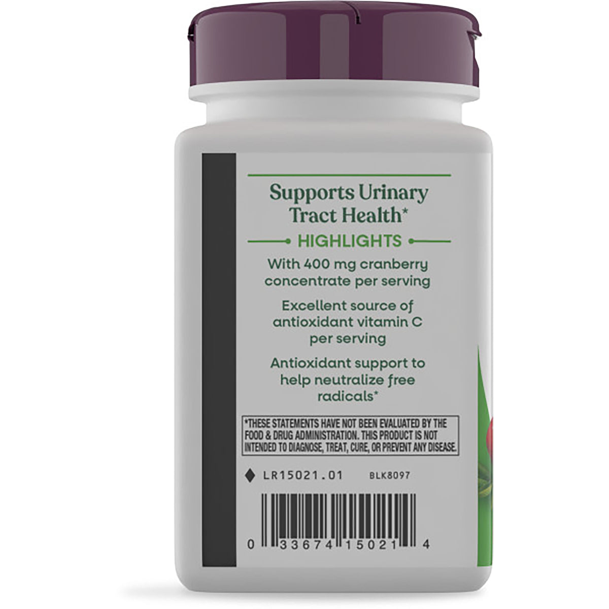 NW725 | bottle back label showing warnings, gluten free claim, company contact and vegan and recycling icons