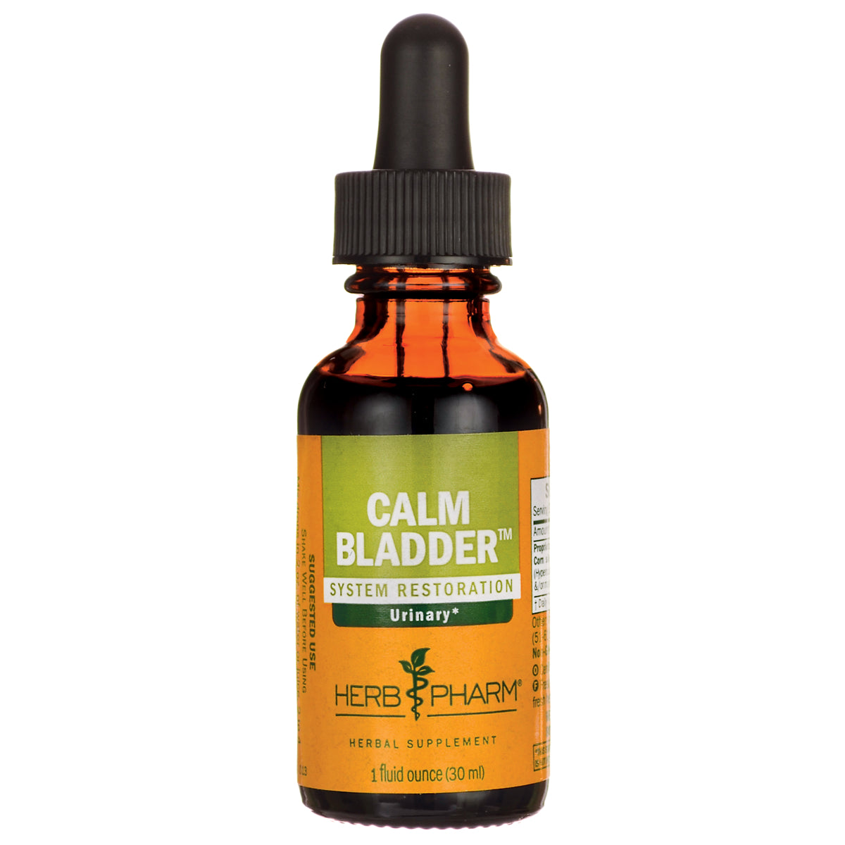 HPH222 | Amber dropper bottle labeled CALM BLADDER herbal supplement 1 fluid ounce