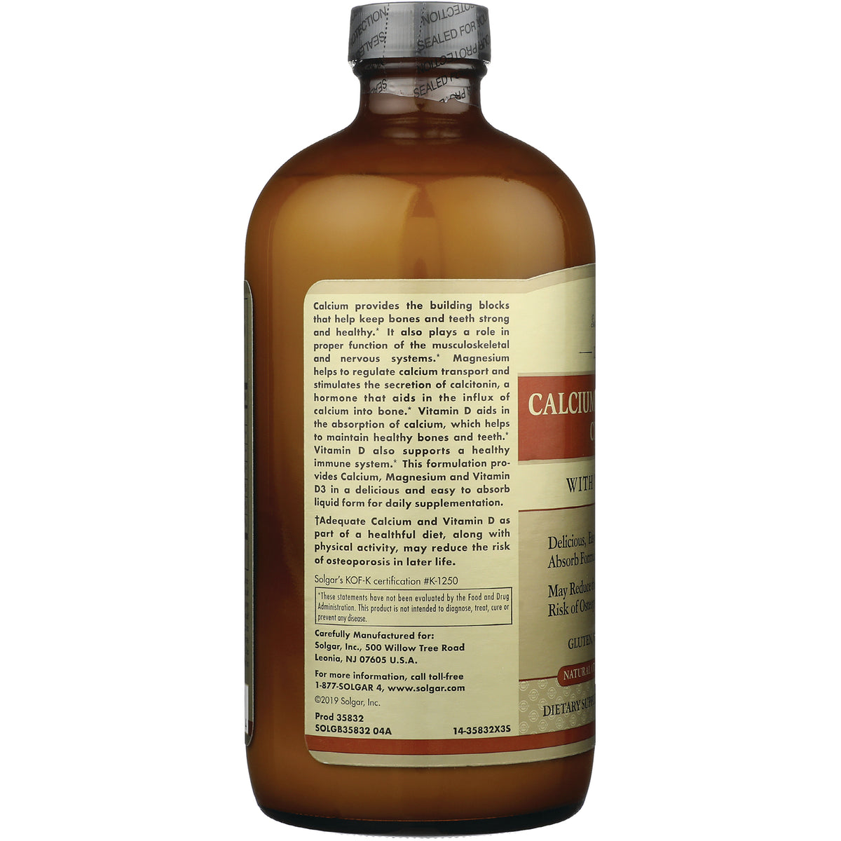SLG318 | back label product infographic showing CALCIUM supplement information and ingredient text