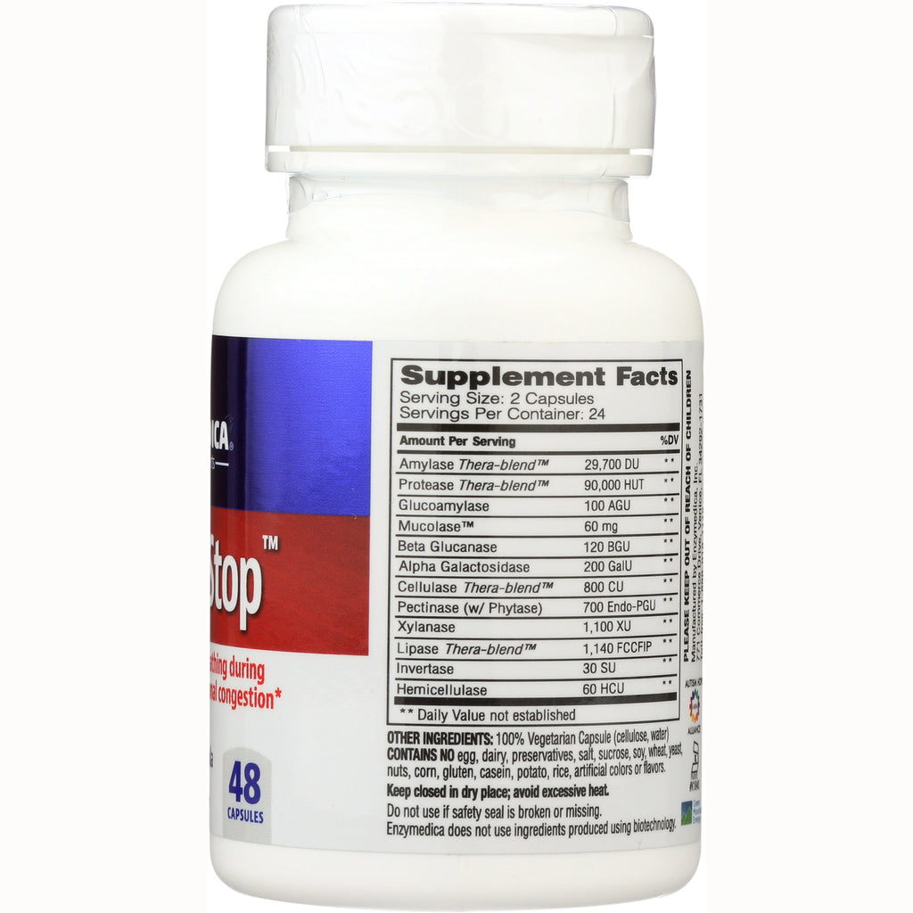 EMD017 | Back of white supplement bottle showing supplement facts panel and 48 capsules label - Thumbnail