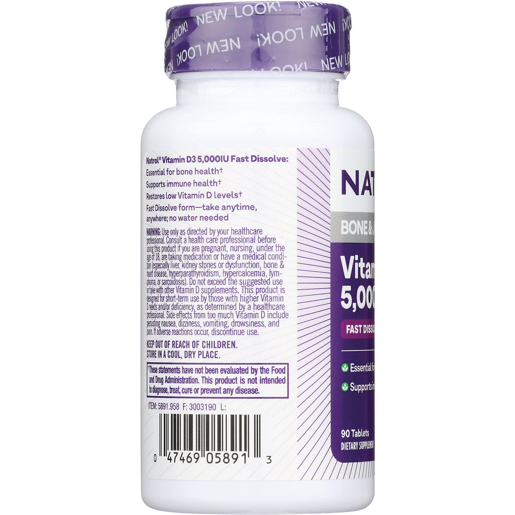 NA603 | back of white supplement bottle showing warnings, barcode, and purple cap labeled NEW LOOK - Thumbnail
