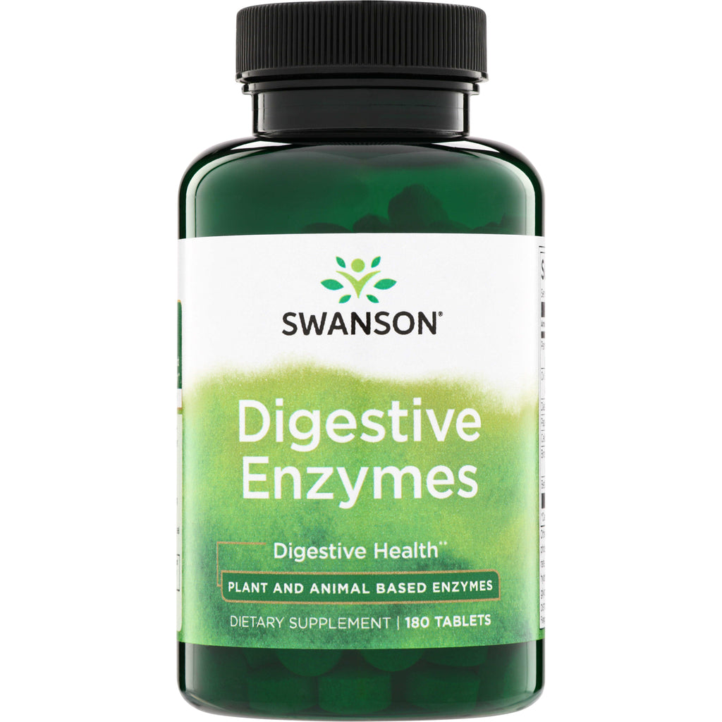 SW668 | Swanson Digestive Enzymes bottle, Digestive Health, plant and animal based enzymes, dietary supplement, 180 tablets - Thumbnail