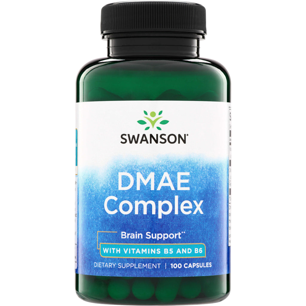 SW871 | Swanson DMAE Complex bottle, Brain Support with vitamins B5 and B6, dietary supplement, 100 capsules - Thumbnail