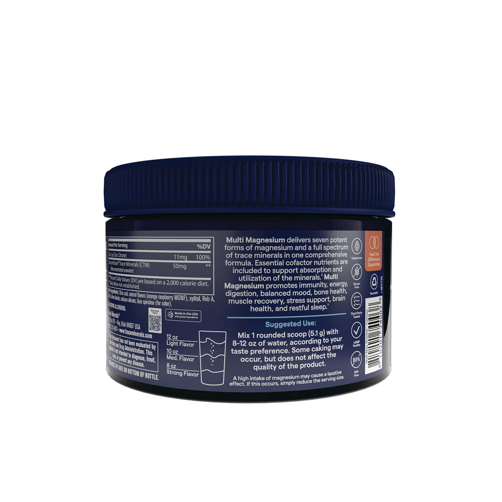 TM173 | Multi Magnesium supplement jar with usage directions and mineral facts on the back label - Thumbnail