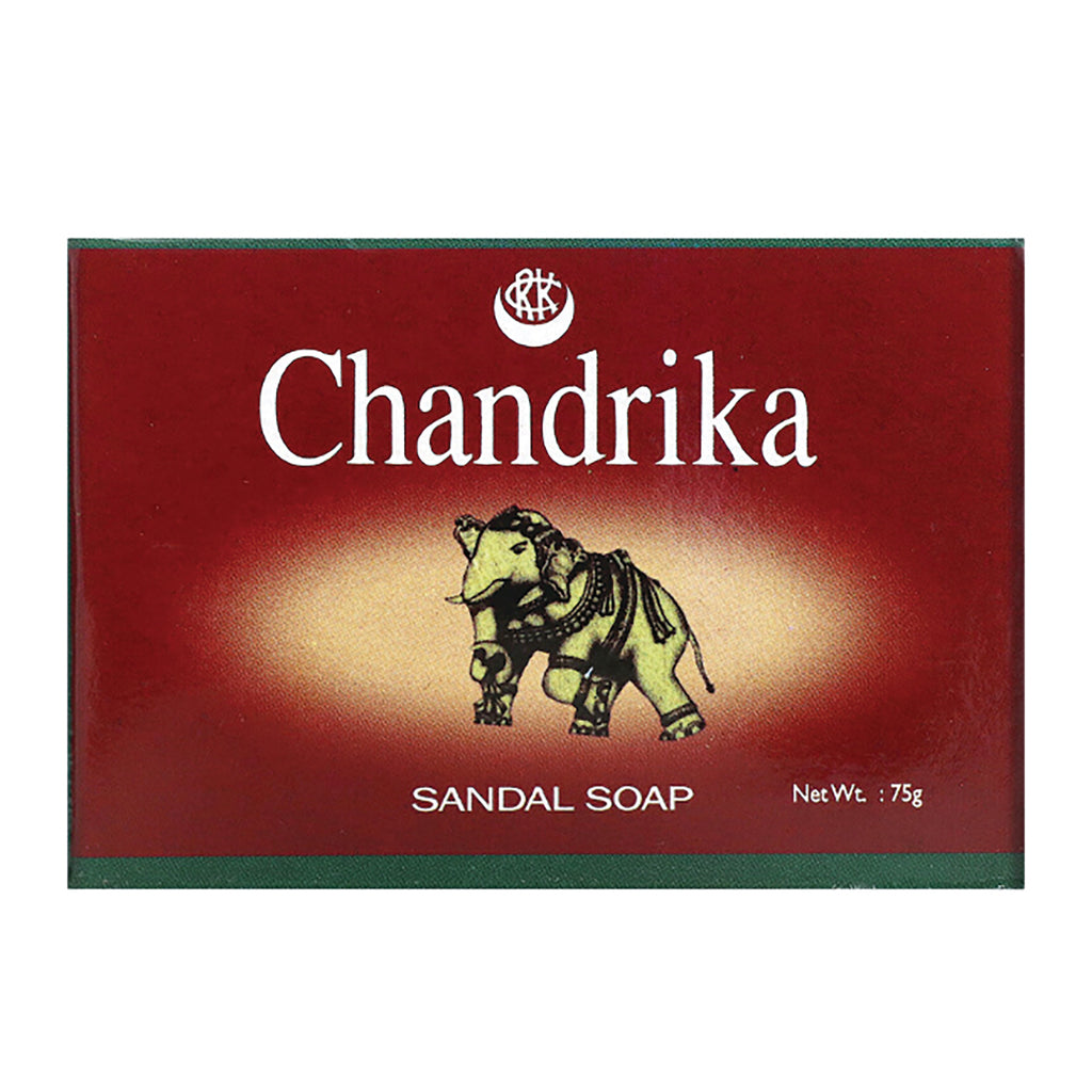 CDR001 | Chandrika sandal soap box in red with decorative elephant and visible text SANDAL SOAP and Net Wt. : 75g - Thumbnail