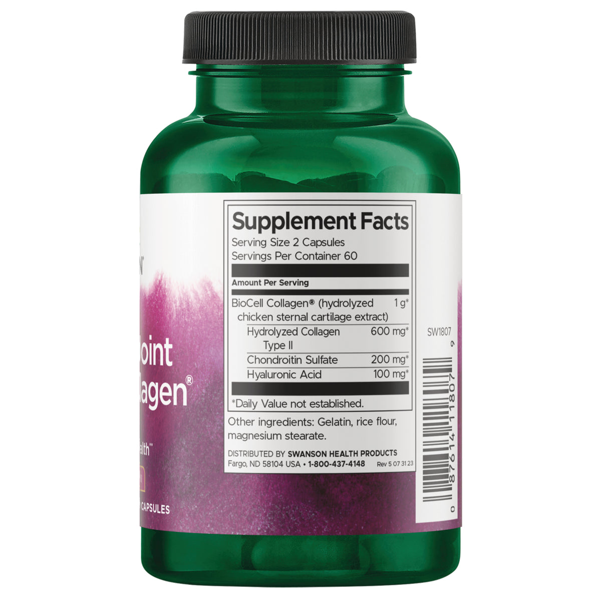 SW1807 | Back label with Supplement Facts