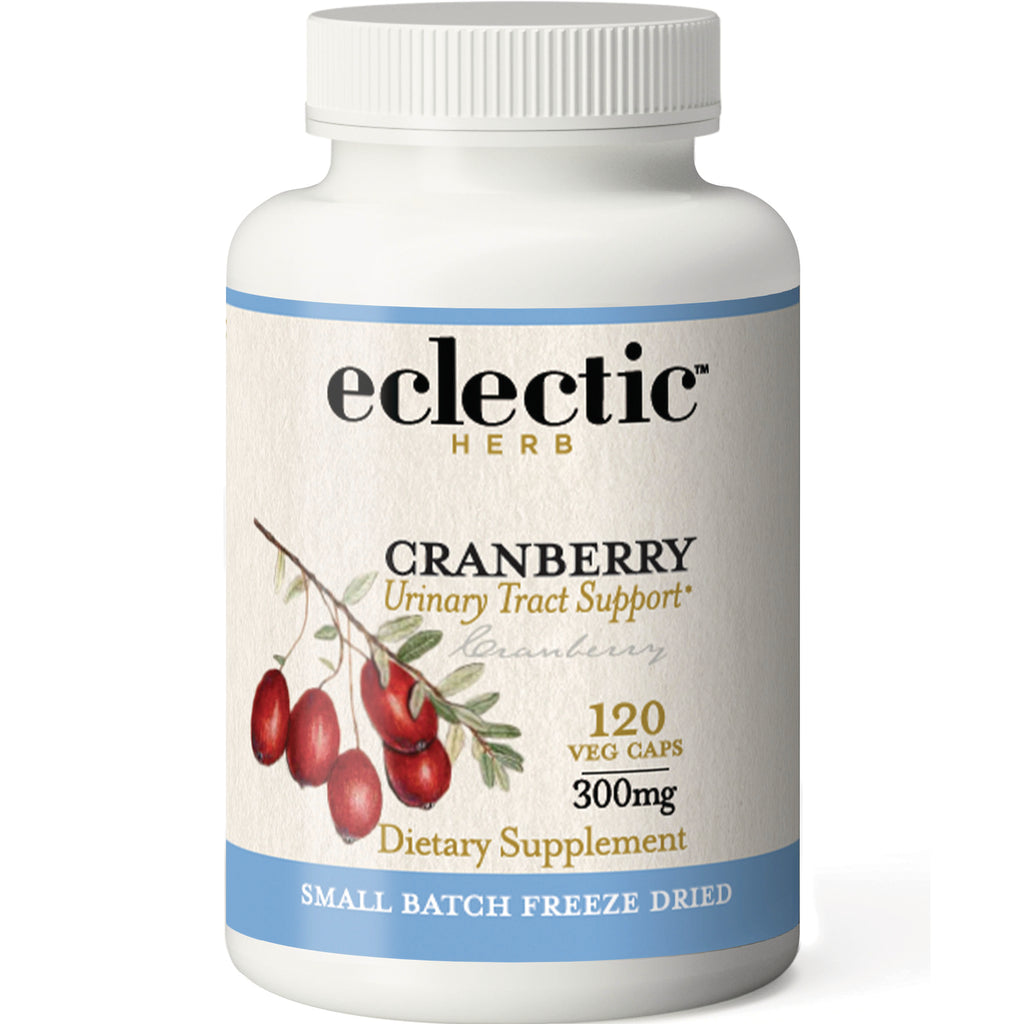 EC025 | White bottle labeled eclectic HERB cranberry Urinary Tract Support 120 veg caps 300mg dietary supplement - Thumbnail