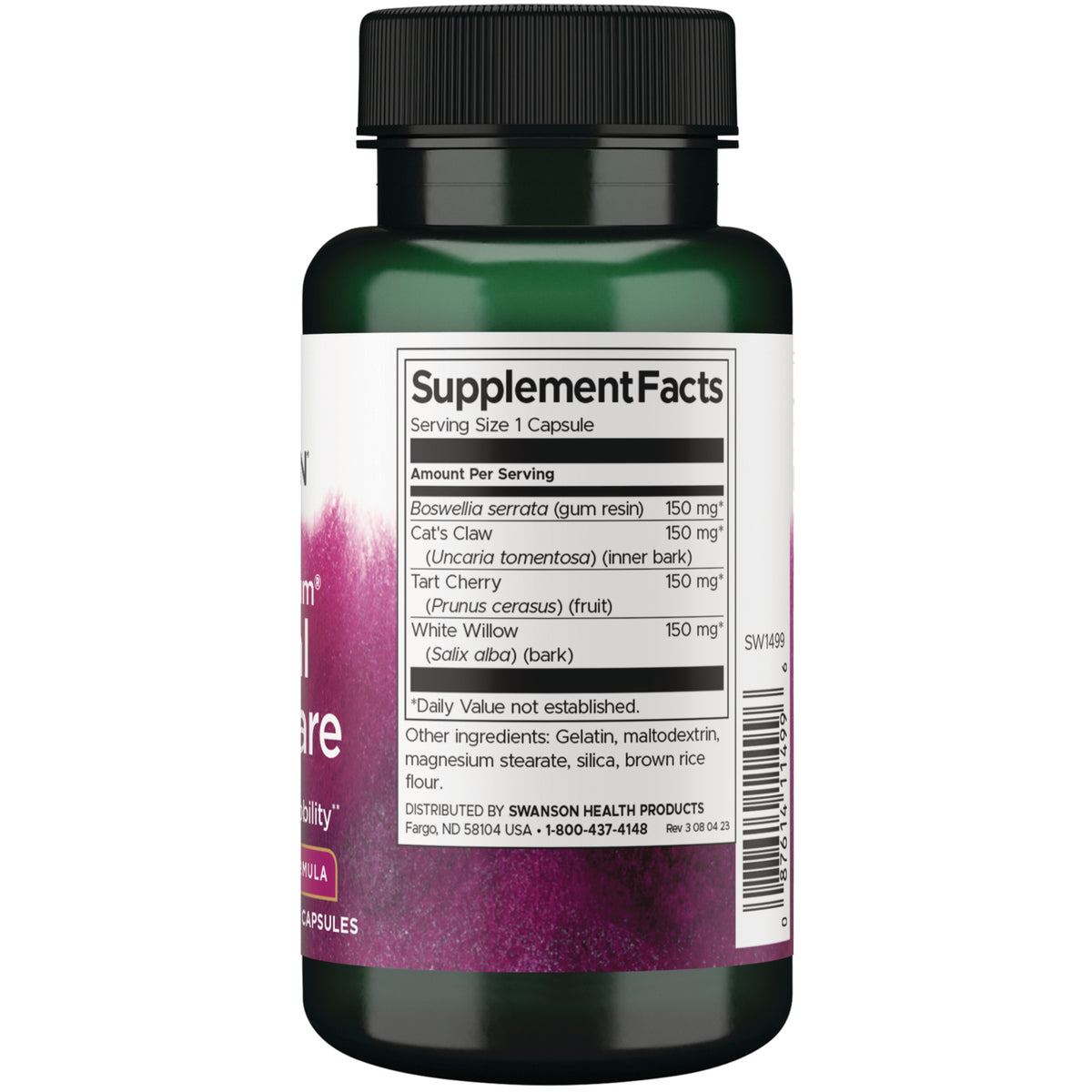 SW1499 | Back label with Supplement Facts