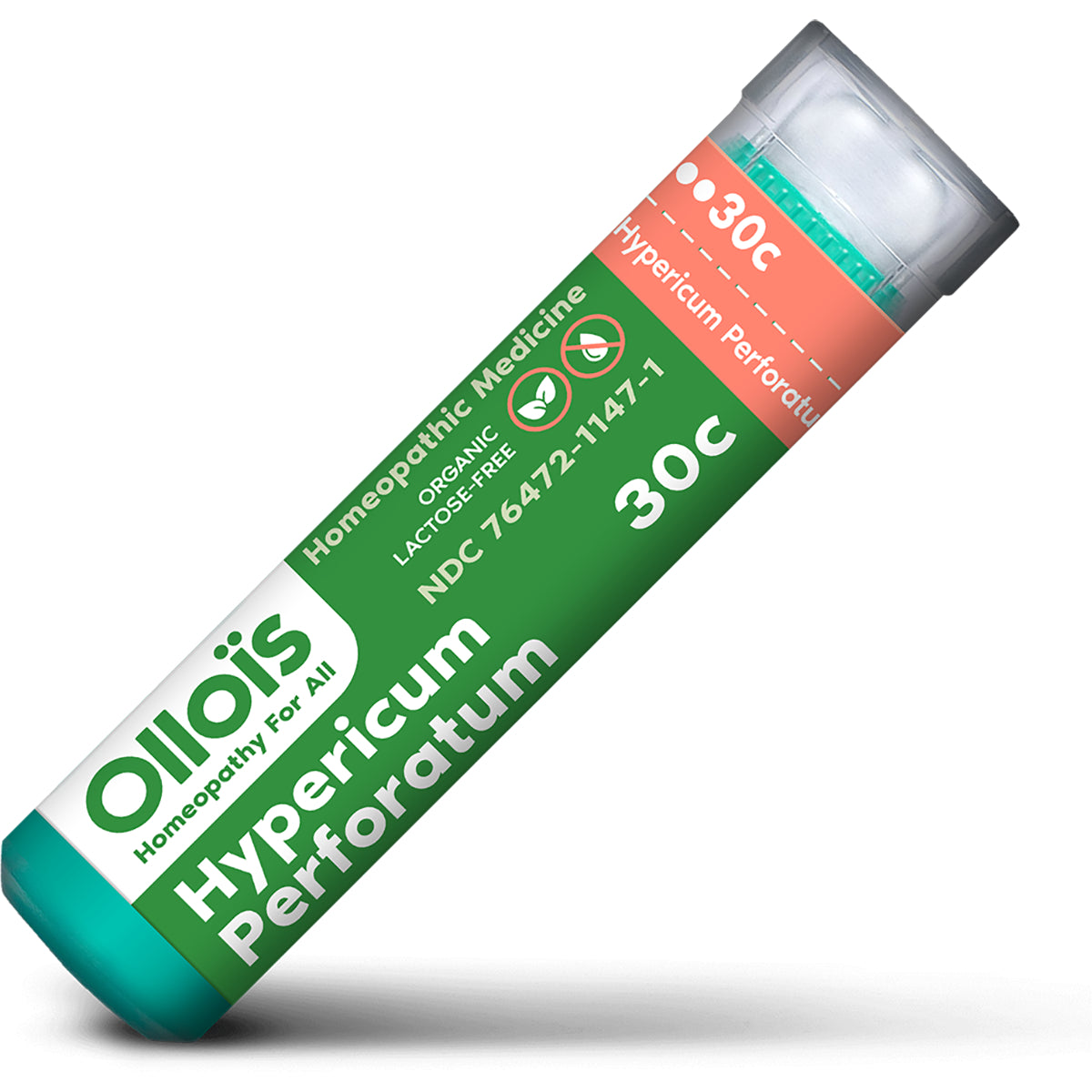 OLH004 | tube of Hypericum perforatum homeopathic pellets in green packaging labeled 30C
