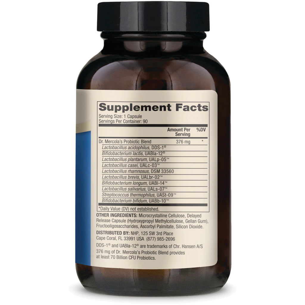 MRC094 | bottle back showing Supplement Facts panel and ingredients for probiotic capsules - Thumbnail