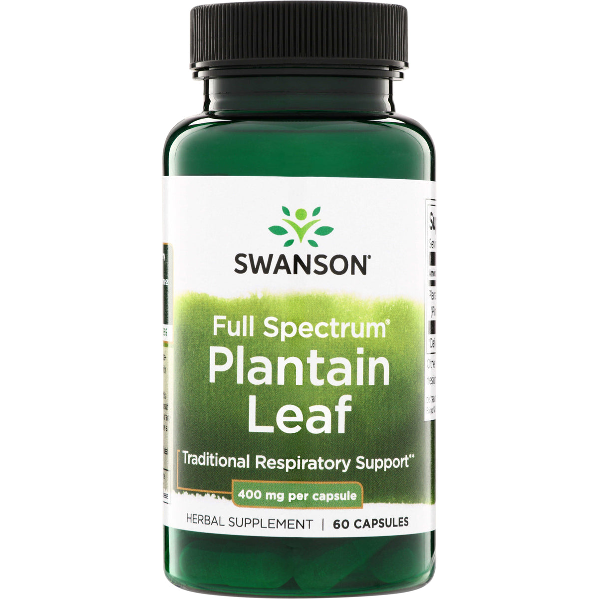 SW1269 | Swanson Full Spectrum Plantain Leaf supplement, 400 mg per capsule, 60 capsules