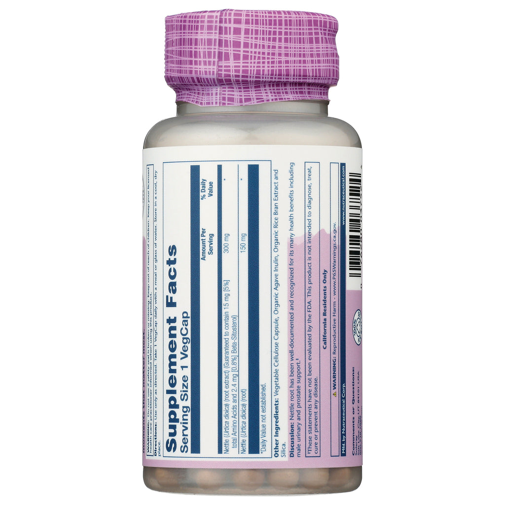 SLR385 | back label showing Supplement Facts panel, ingredients and barcode on white supplement bottle with purple cap - Thumbnail