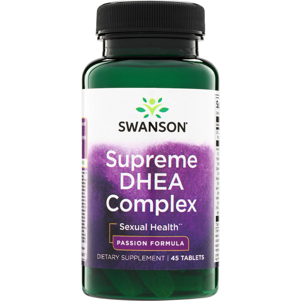 SWP004 | Swanson Supreme DHEA Complex, Sexual Health Passion Formula, dietary supplement bottle, 45 tablets - Thumbnail