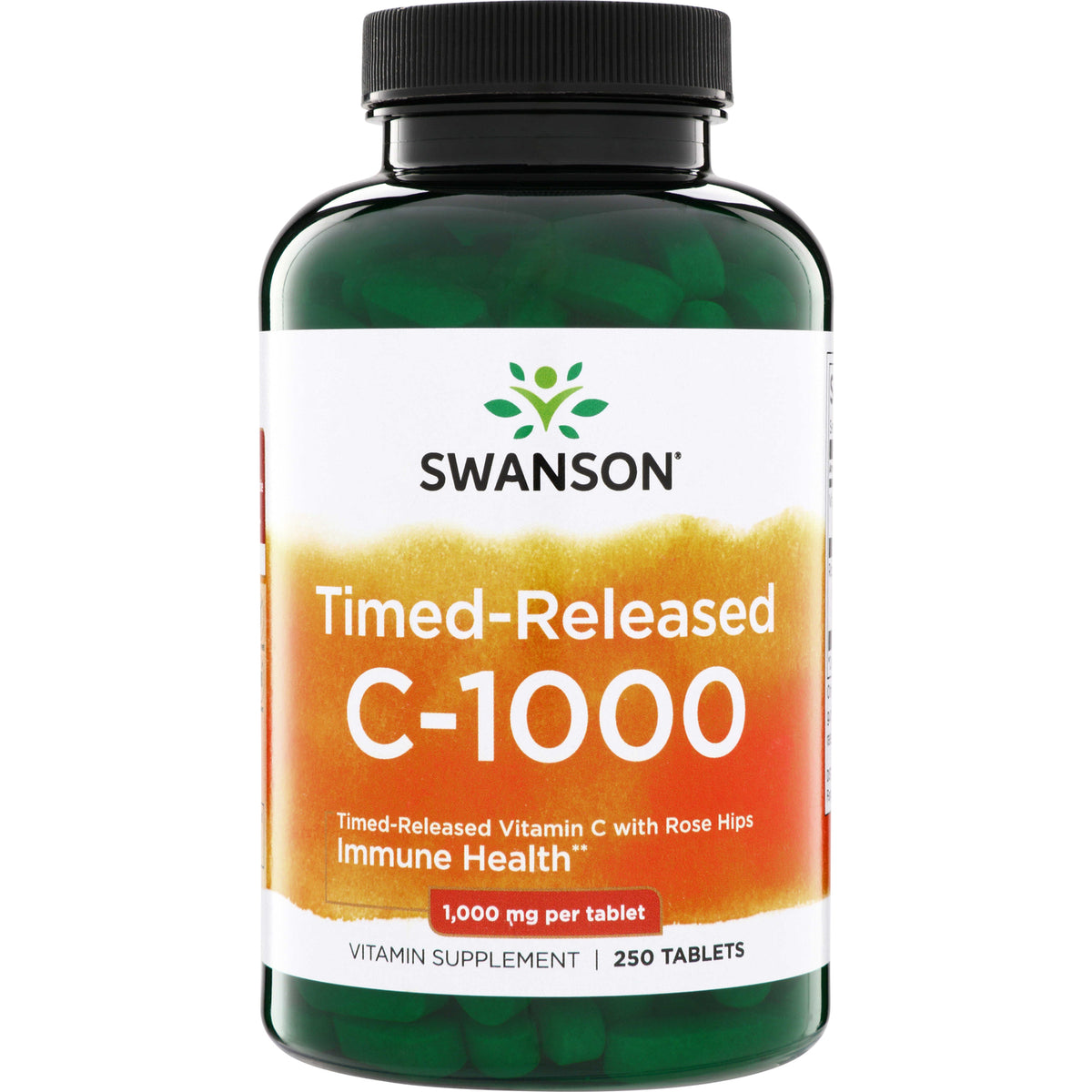 SW098 | Swanson Timed-Released C-1000, 1,000 mg with Rose Hips, 250 tablets bottle front