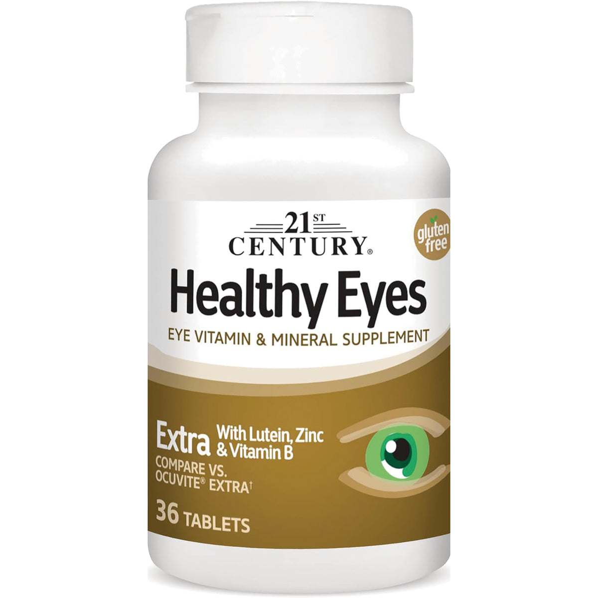 CNT274 | 21st Century Healthy Eyes bottle, eye vitamin and mineral supplement, Extra formula, 36 tablets, gluten free