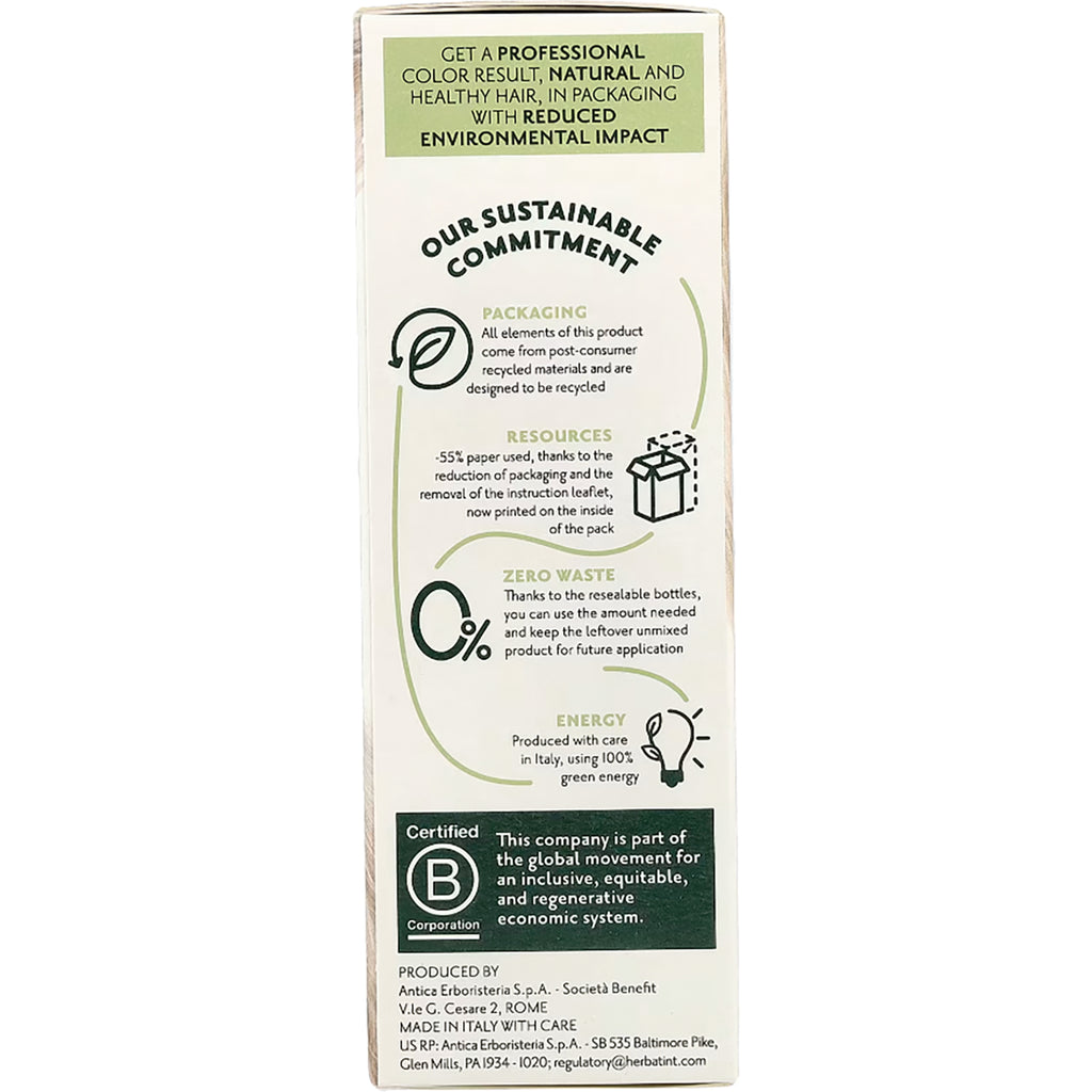 HBT013 | back of box showing sustainable commitment panel with packaging, zero waste, resources, and energy icons - Thumbnail