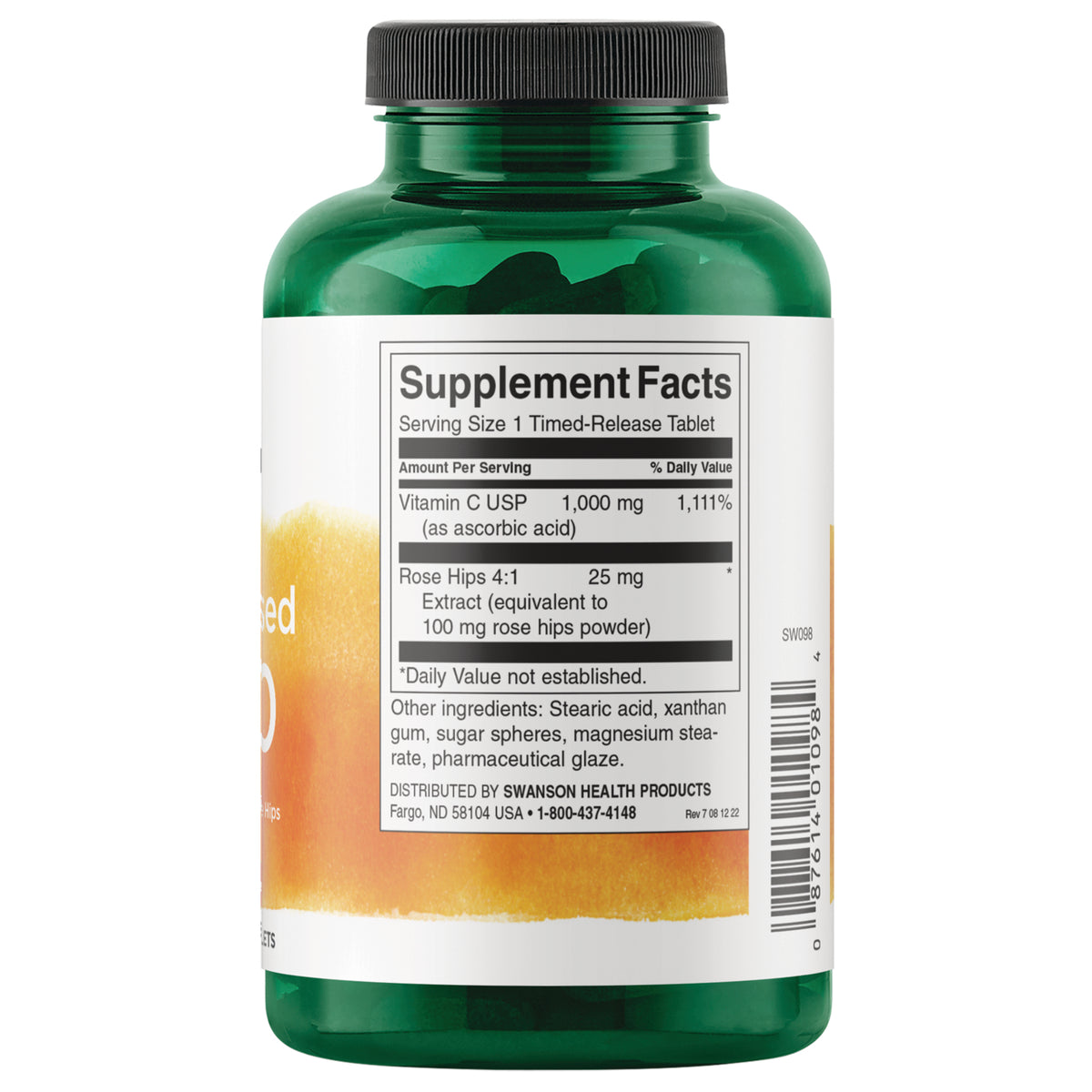 SW098 | Back label with supplement facts and serving information