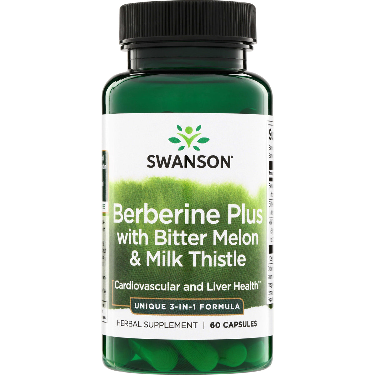 SW1875 | Swanson Berberine Plus with Bitter Melon & Milk Thistle herbal supplement, 60 capsules