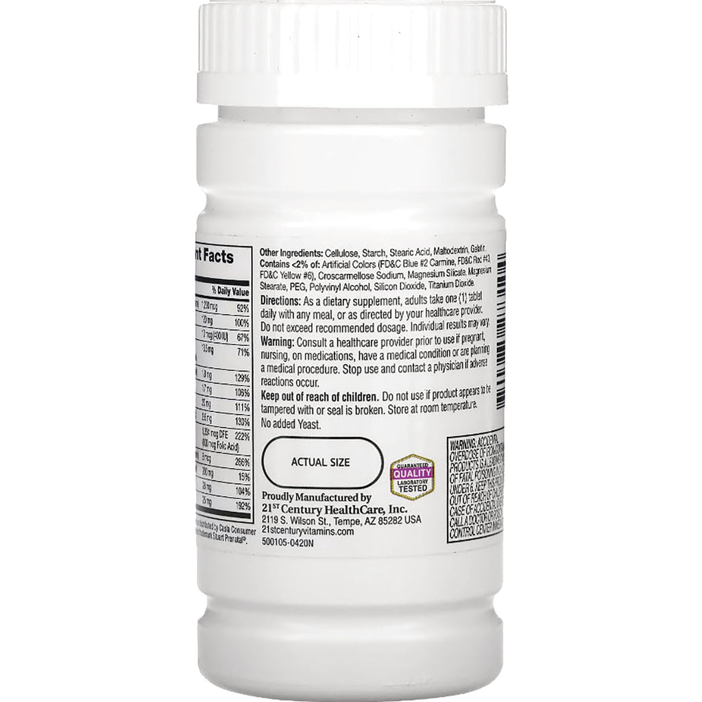 CNT213 | Back label of white supplement bottle showing nutrition facts, directions, and manufacturer information - Thumbnail
