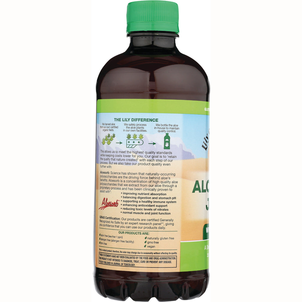 LIL033 | back of brown plastic bottle with green cap showing label reading THE LILY DIFFERENCE and product information - Thumbnail