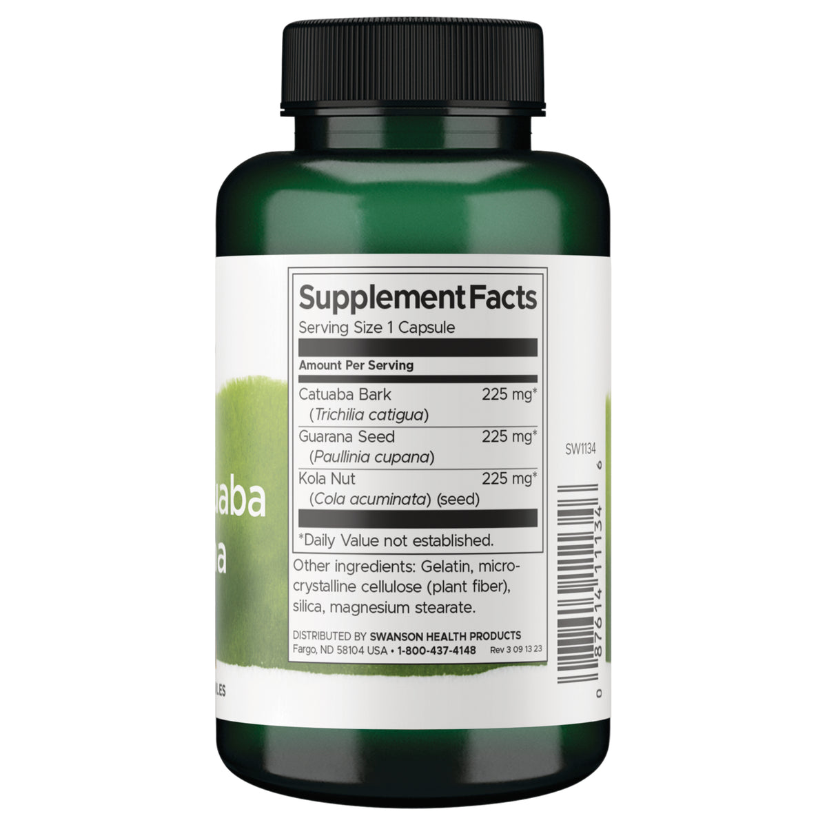 SW1134 | Back label with supplement facts and serving information