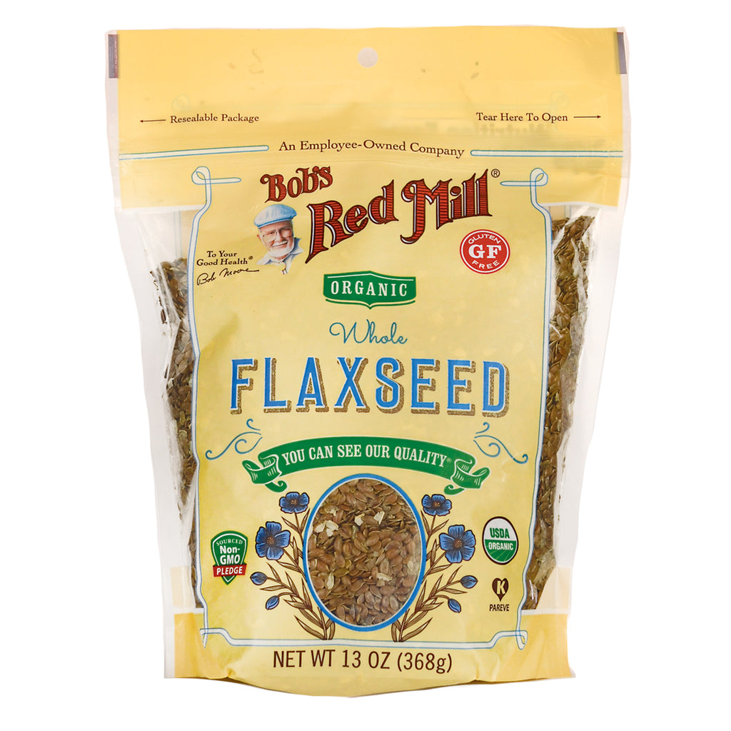 BOB266 | Bob's Red Mill organic whole flaxseed 13 oz front packaging showing seeds and logo - Thumbnail