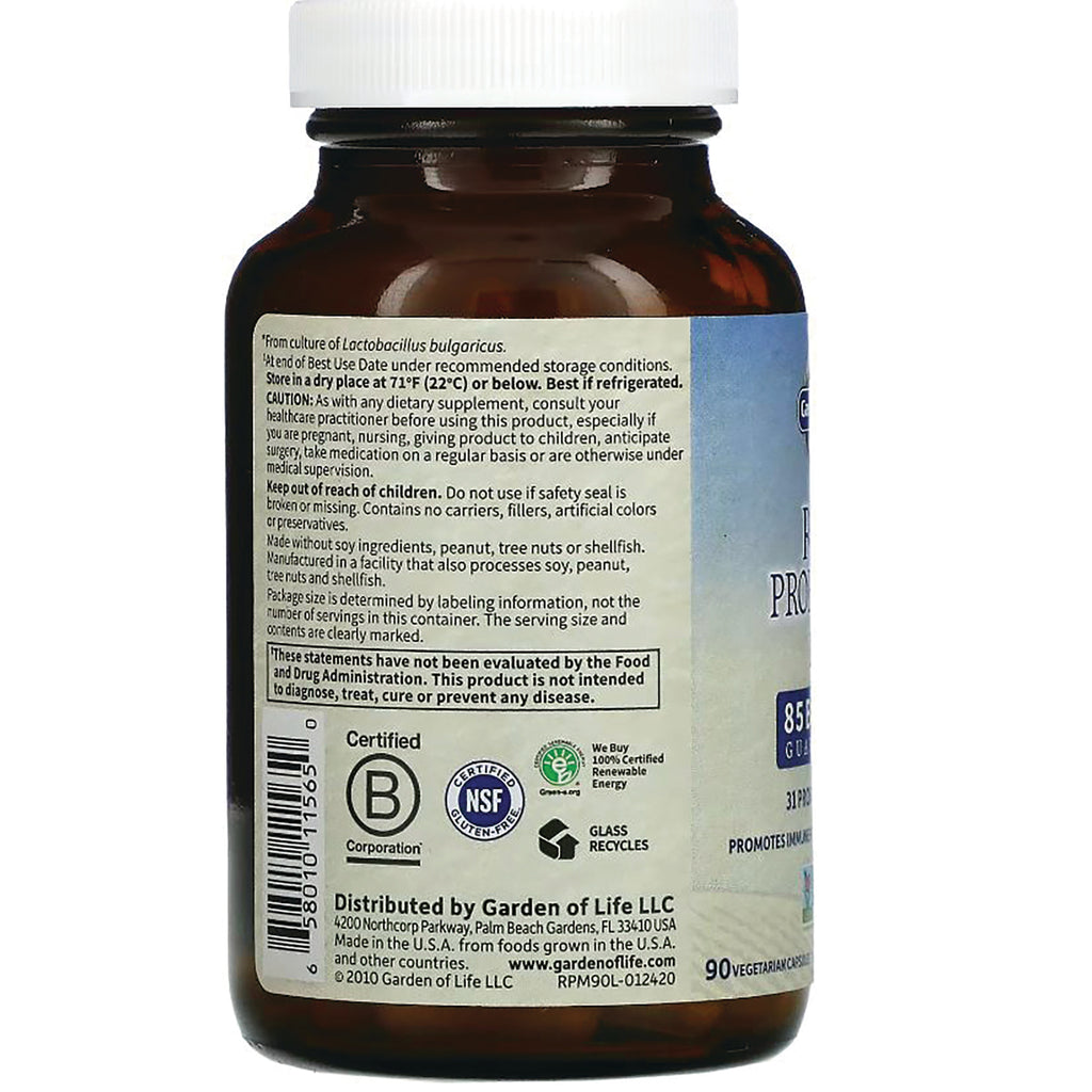 GLF130 | Back label of brown supplement bottle showing warnings, certifications, and barcode - Thumbnail