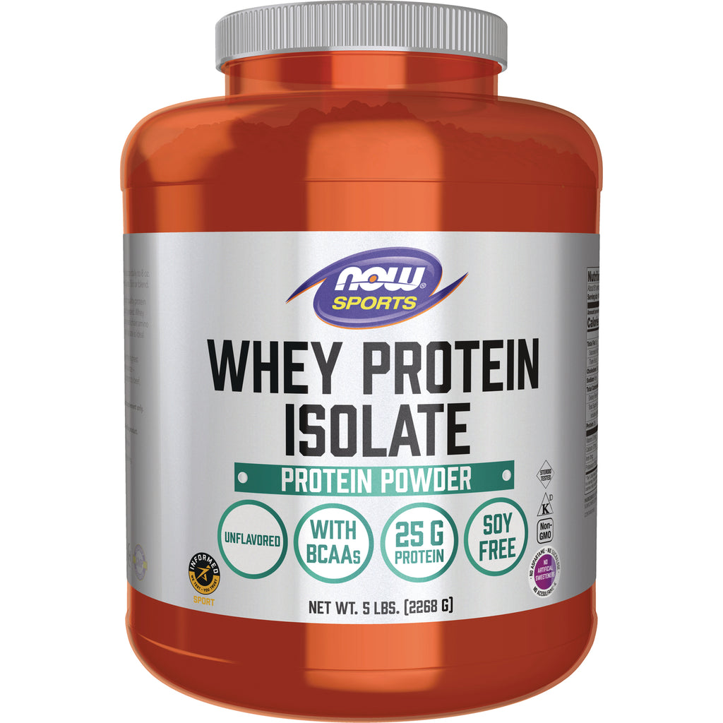 NWF277 | NOW Sports Whey Protein Isolate protein powder unflavored 5 lb tub front label - Thumbnail