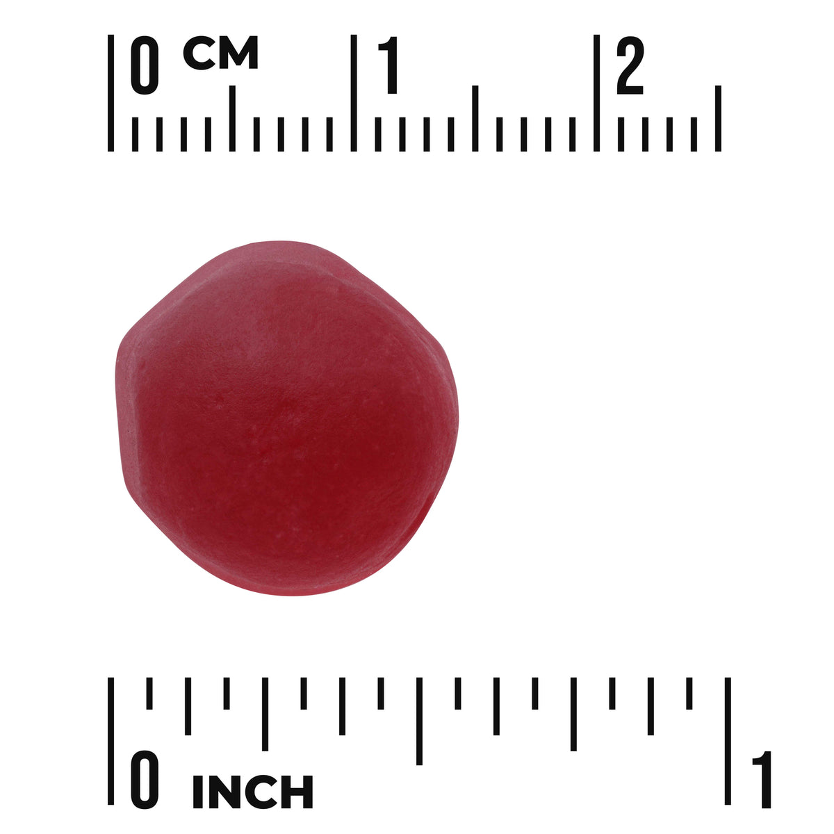 SW1870 | Red gummy with size scale in centimeters and inches