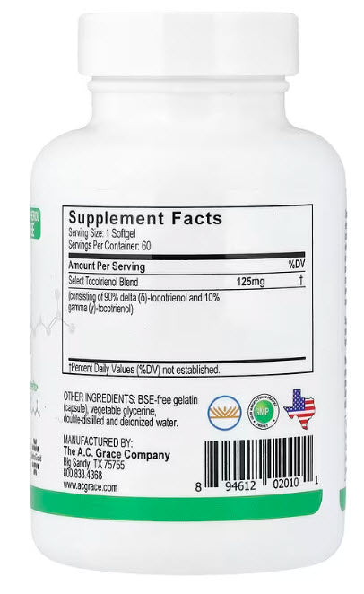 ACG009 | Supplement Facts panel with other ingredients, manufacturer details, and barcode