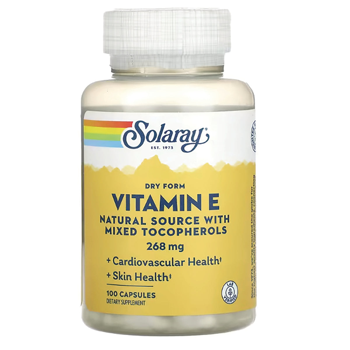 SLR346 | Solaray Dry Form Vitamin E 268 mg, natural source with mixed tocopherols, 100 capsules