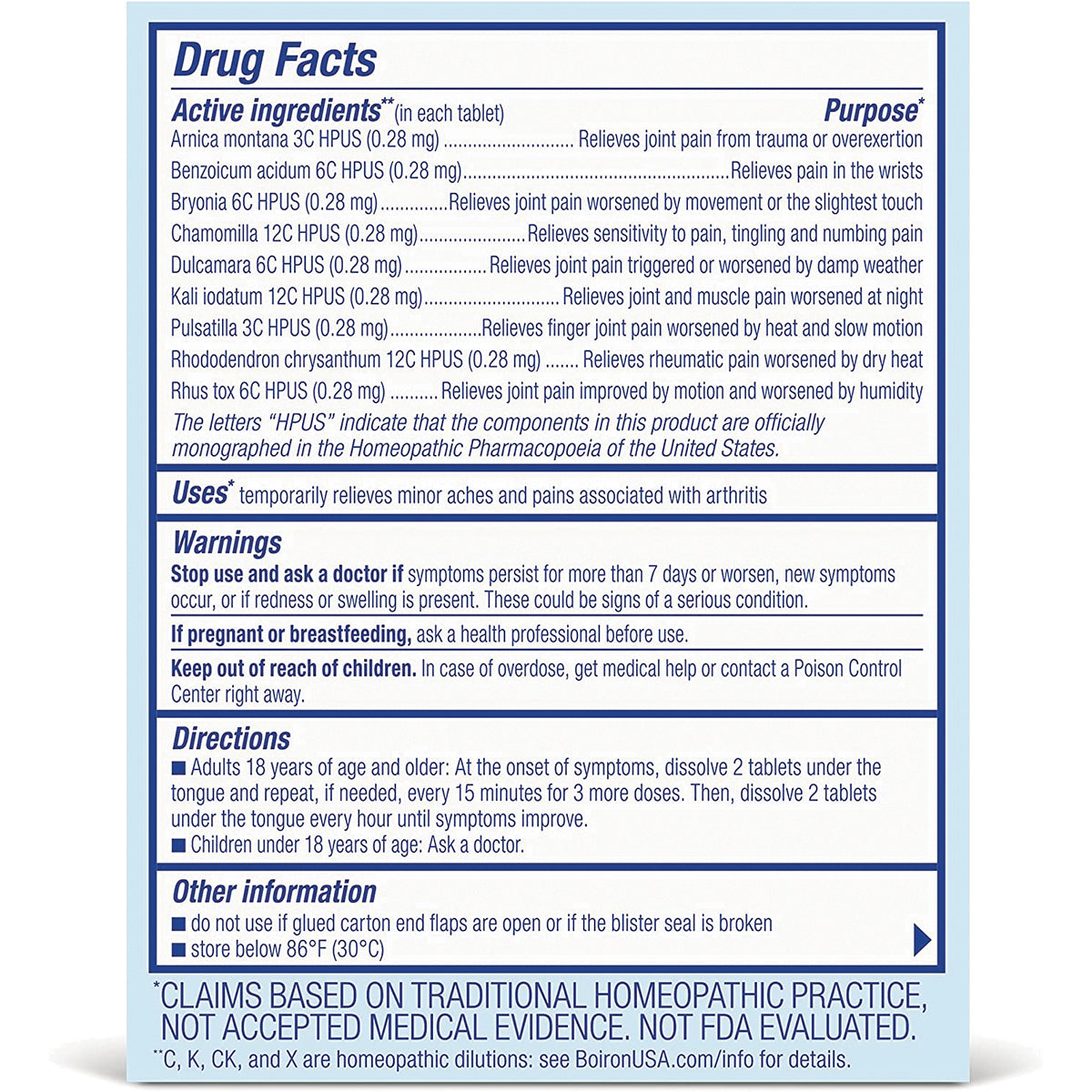 BRN038 | Back panel showing Drug Facts with active ingredients, uses, warnings, directions and storage information