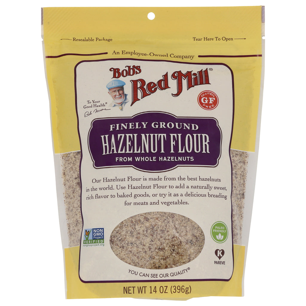 BOB274 | Bob's Red Mill finely ground hazelnut flour pouch with clear window, NET WT 14 OZ (396g) - Thumbnail