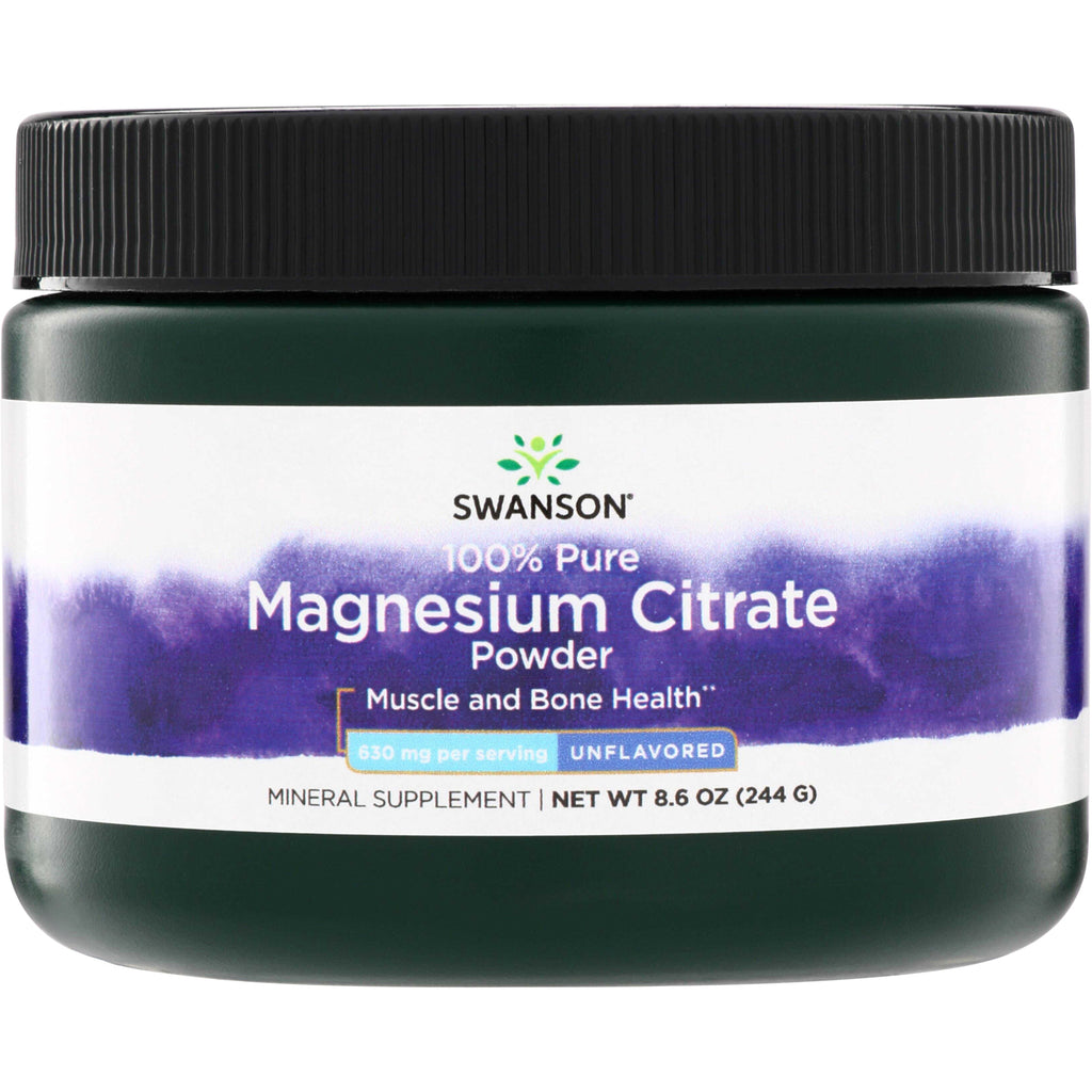 SW1754 | Swanson 100% Pure Magnesium Citrate Powder, Unflavored, 630 mg per serving, 8.6 oz - Thumbnail