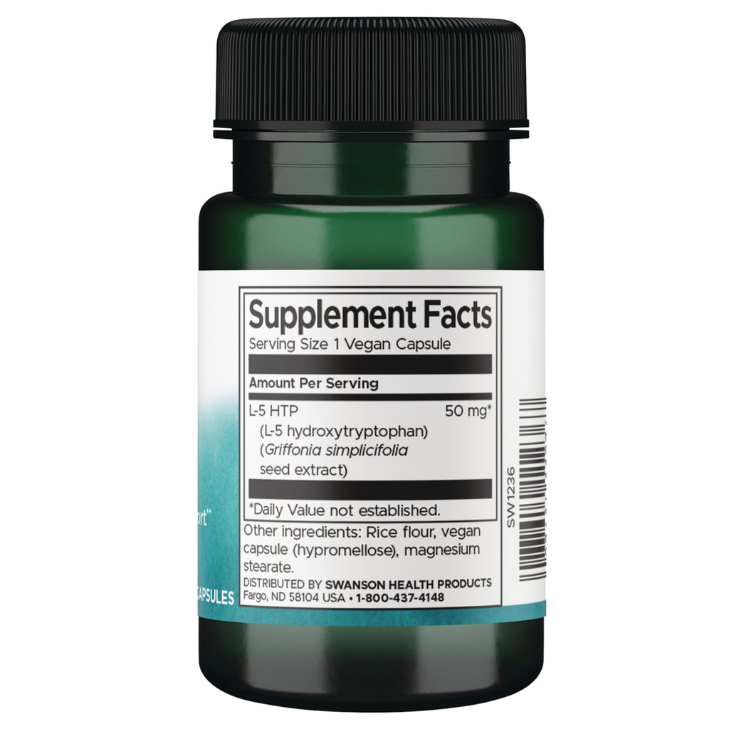 SW1236 | Back label showing Supplement Facts for L-5 HTP 50 mg and other ingredients - Thumbnail