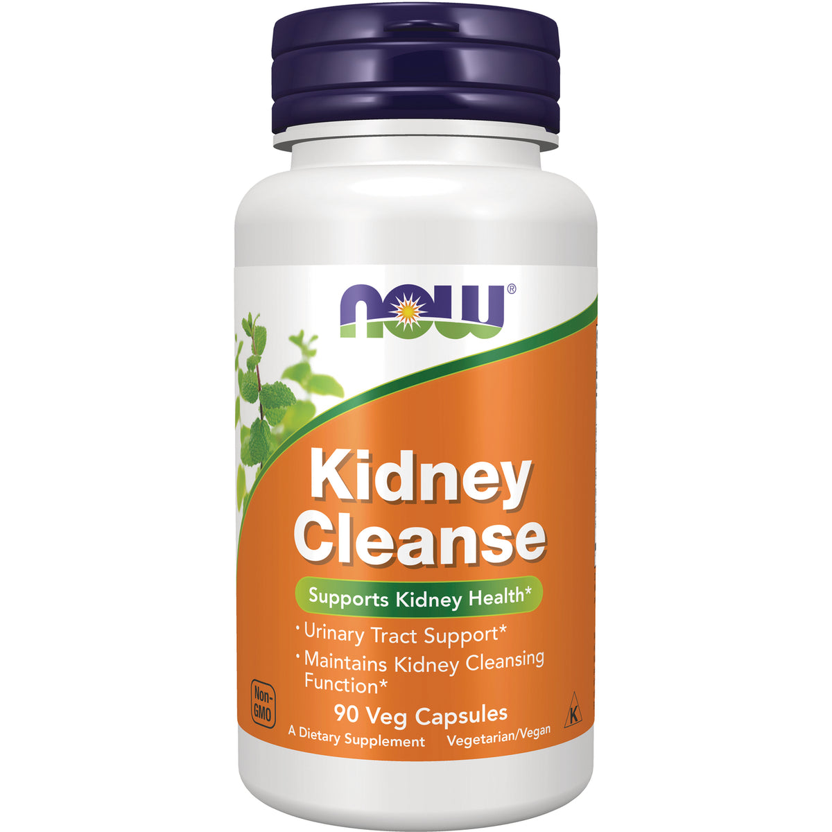 NWF1266 | NOW Kidney Cleanse supplement bottle with orange label reading Kidney Cleanse, Supports Kidney Health, 90 Veg Capsules