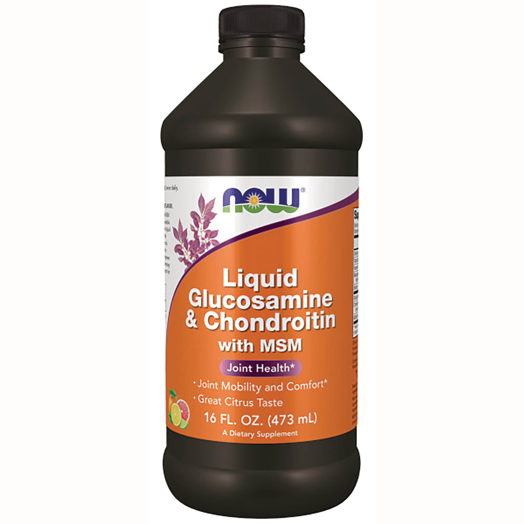 NWF061 | NOW Liquid Glucosamine & Chondroitin with MSM 16 FL. OZ (473 mL) orange label bottle - Thumbnail